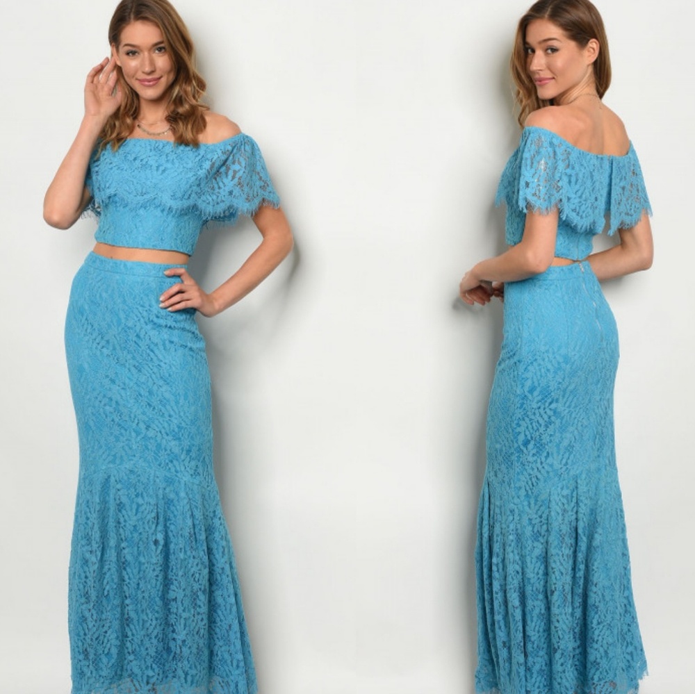 BLUE TOP & SKIRT SET
